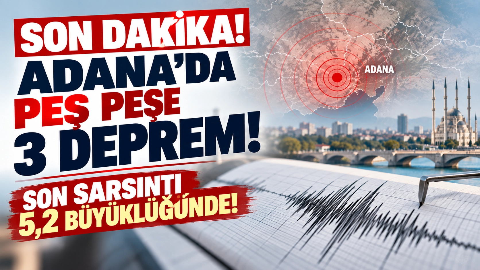 Adana&rsquo;da 20 dakika i&ccedil;inde 3 deprem! Sarsıntılar &ccedil;evre illerde de hissedildi