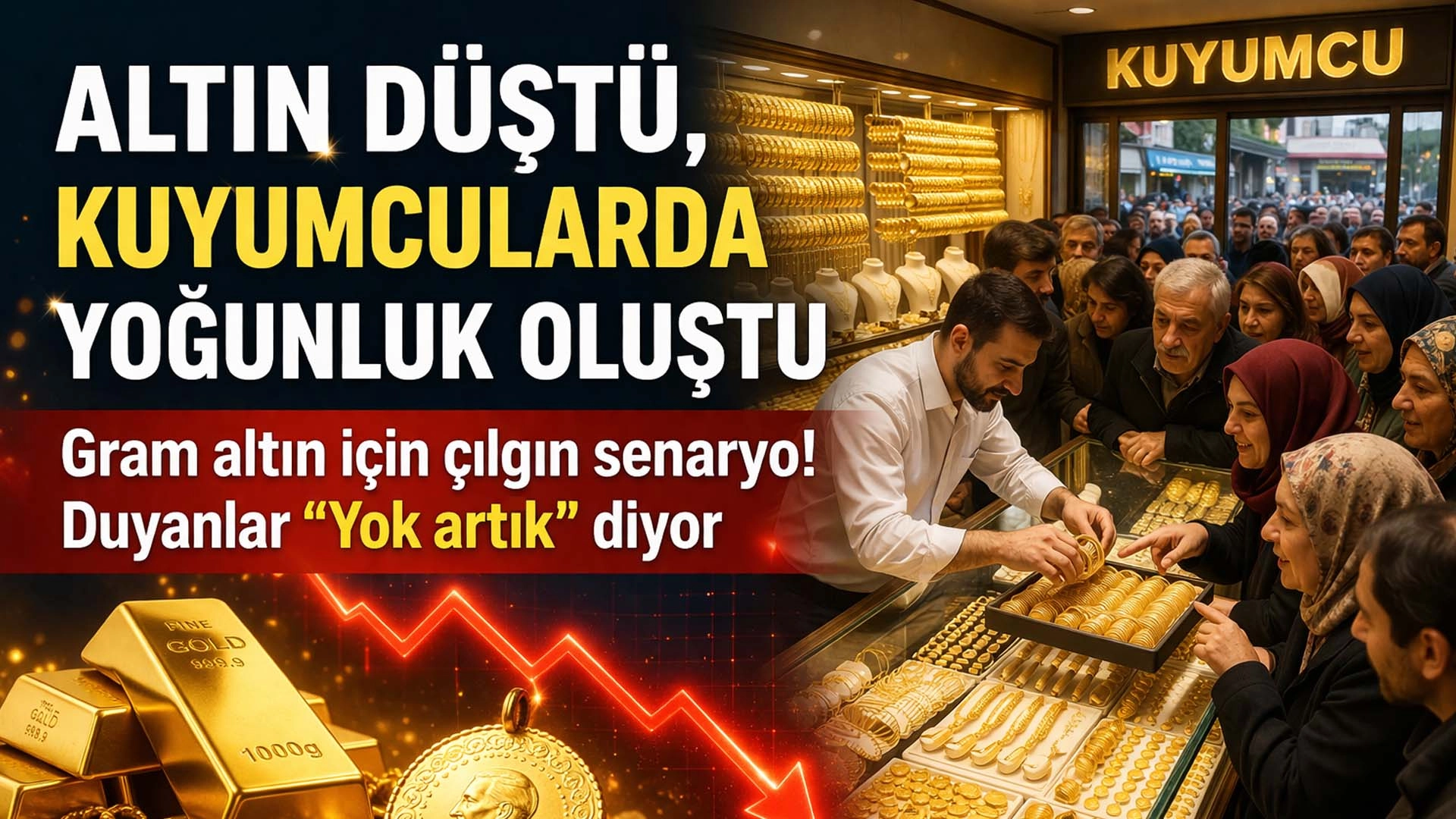 Altın d&uuml;ş&uuml;ş&uuml;nde kuyumcularda yoğunluk oluştu