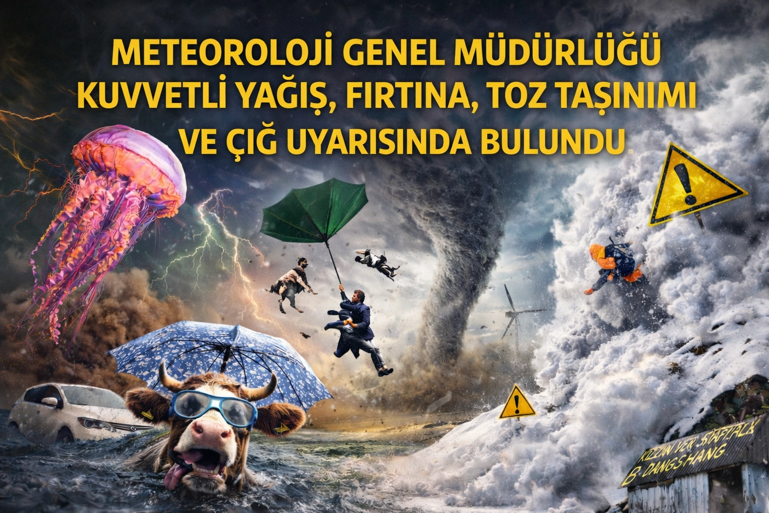 Bir &ccedil;ok b&ouml;lge i&ccedil;in kuvvetli yağış, fırtına, toz taşınımı ve &ccedil;ığ uyarısı