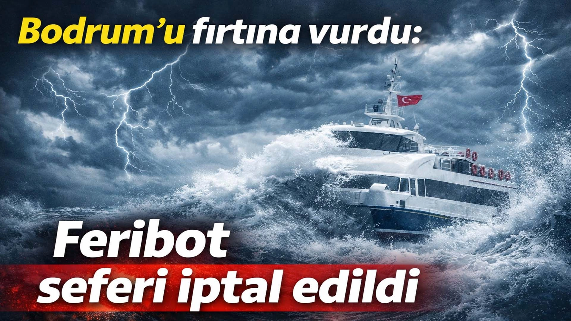 Bodrum&rsquo;da Fırtına Alarmı: Feribot Seferleri İptal, Tekneler Karaya Oturdu