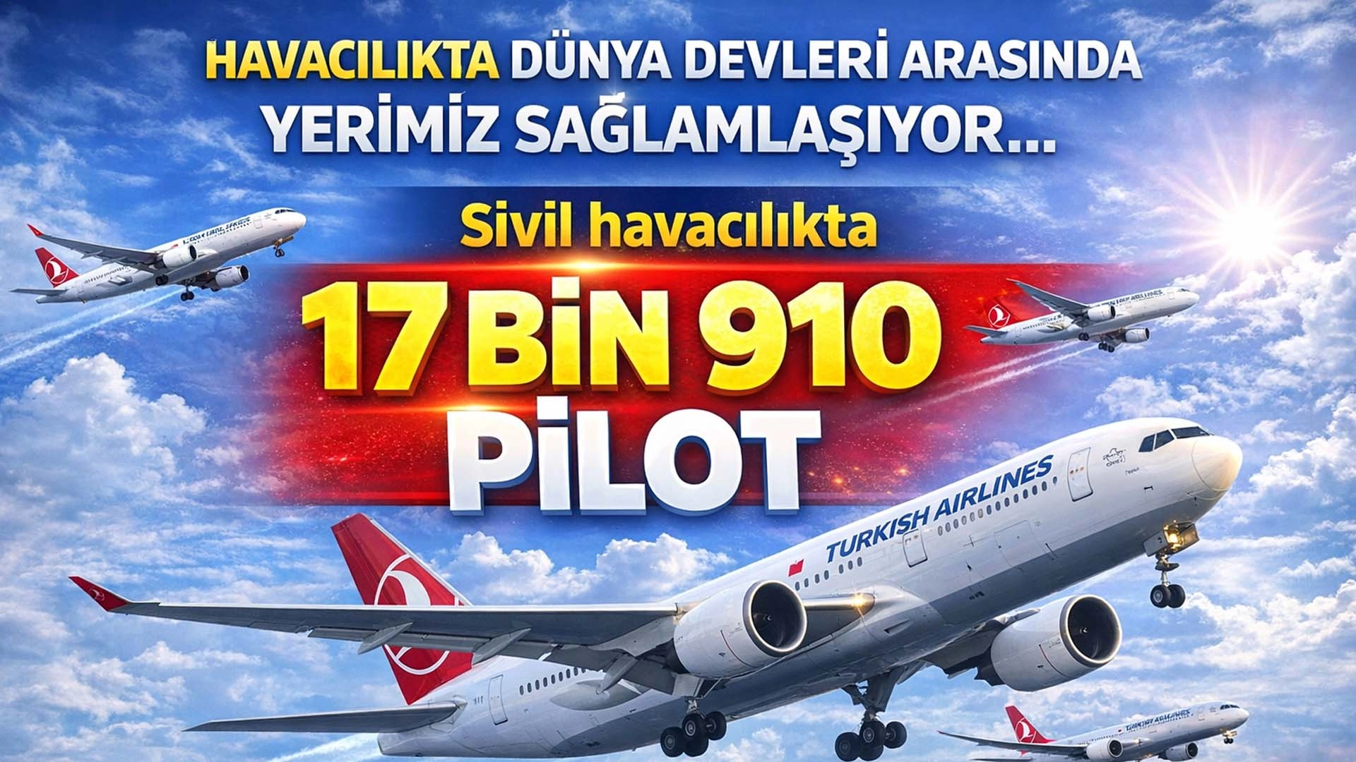 Havacılıkta d&uuml;nya devleri arasında yerimiz sağlamlaşıyor... Sivil havacılıkta 17 bin 910 pilot