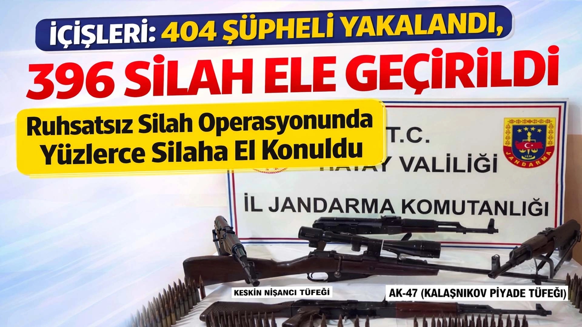 İ&ccedil;işleri: 404 Ş&uuml;pheli Yakalandı, 396 Silah Ele Ge&ccedil;irildi