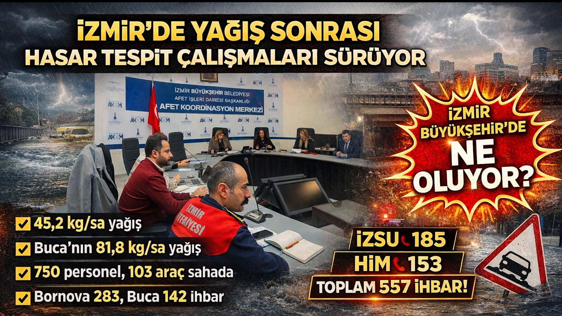 İzmir&rsquo;de yağış sonrası hasar tespit &ccedil;alışmaları s&uuml;r&uuml;yor