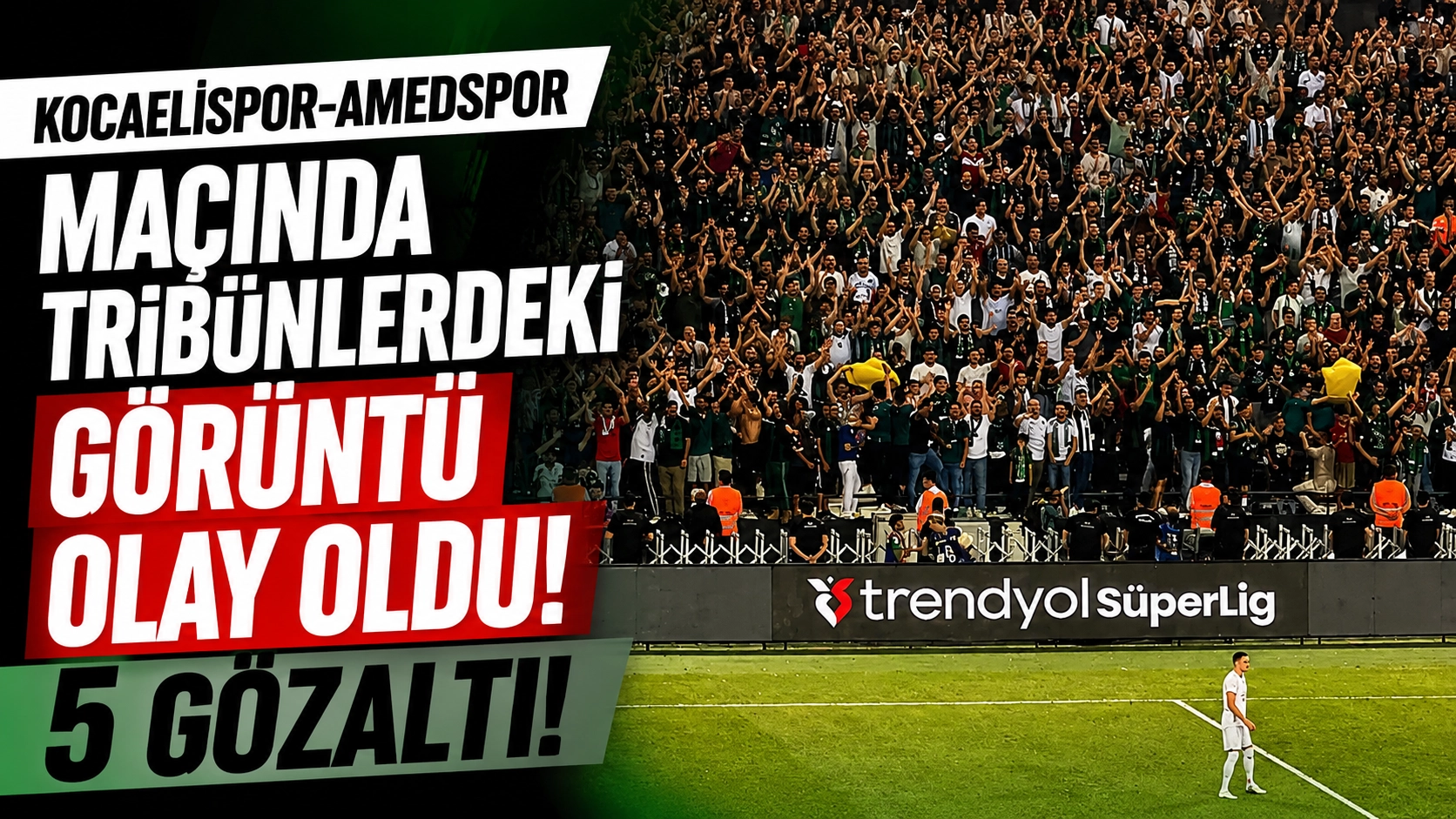 Kocaelispor-Amedspor ma&ccedil;ında trib&uuml;nlerdeki g&ouml;r&uuml;nt&uuml; olay oldu: 5 g&ouml;zaltı