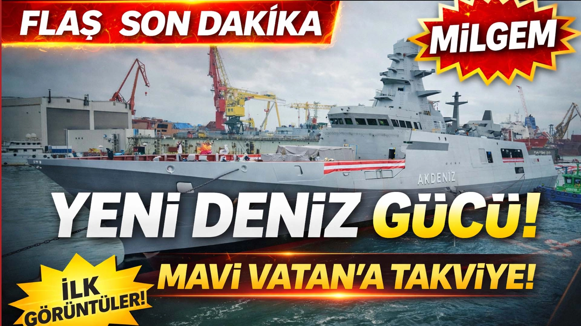 MİLGEM sınıfı AKDENİZ fırkateyni denizle buluştu... Mavi Vatan'a yeni g&uuml;&ccedil;