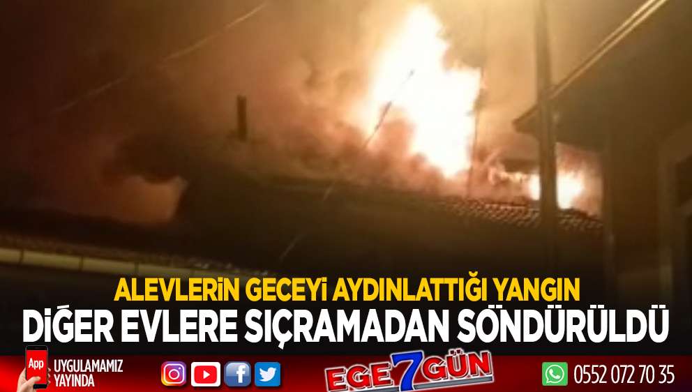 Müstakil evde çıkan yangında alevler geceyi aydınlattı