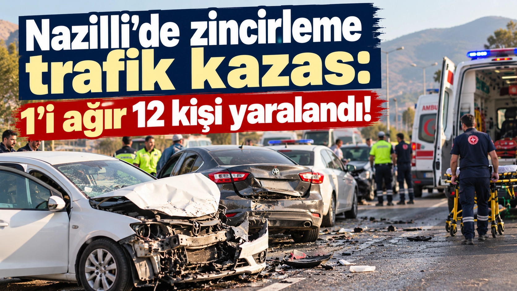 Nazilli'de zincirleme trafik kazası: 1&rsquo;i ağır 12 kişi yaralandı!