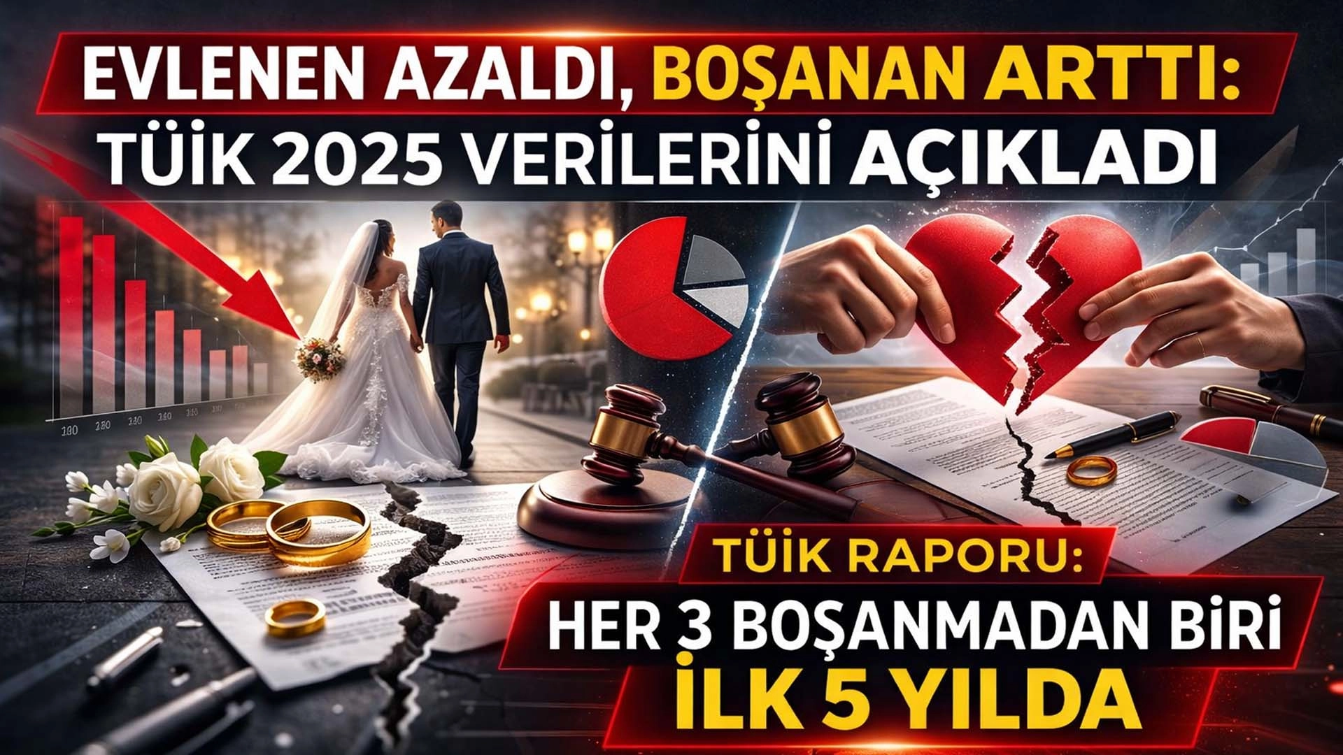 T&Uuml;İK raporu: Her 3 boşanmadan biri ilk 5 yılda