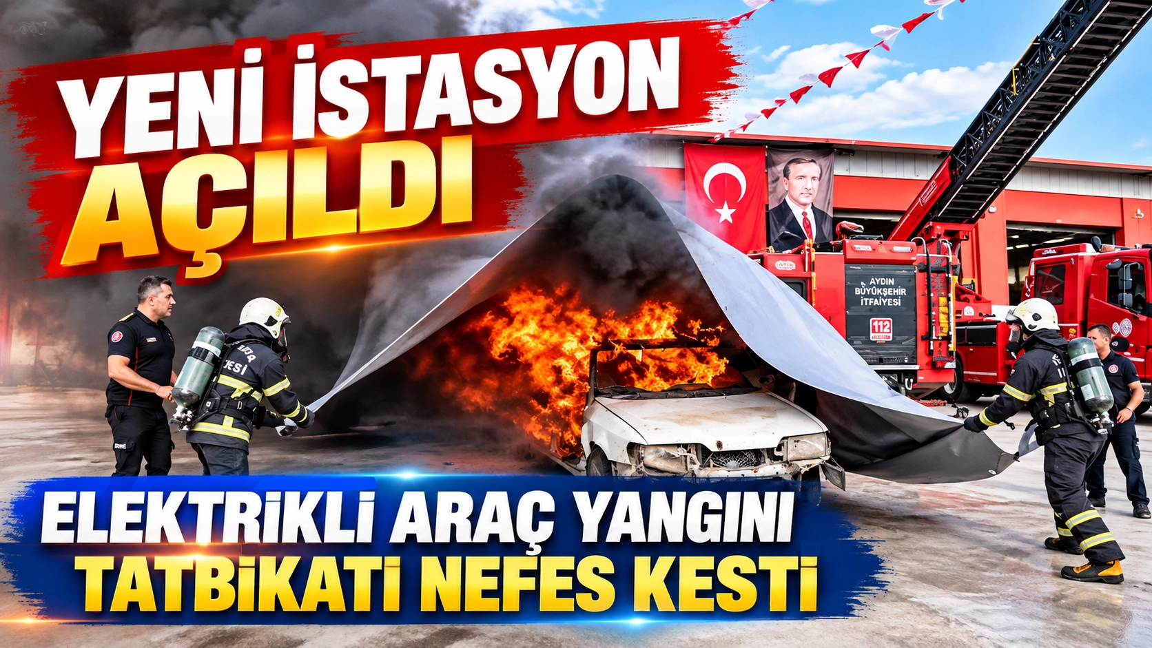 Yeni istasyon a&ccedil;ıldı, elektrikli ara&ccedil; yangını tatbikatı nefes kesti