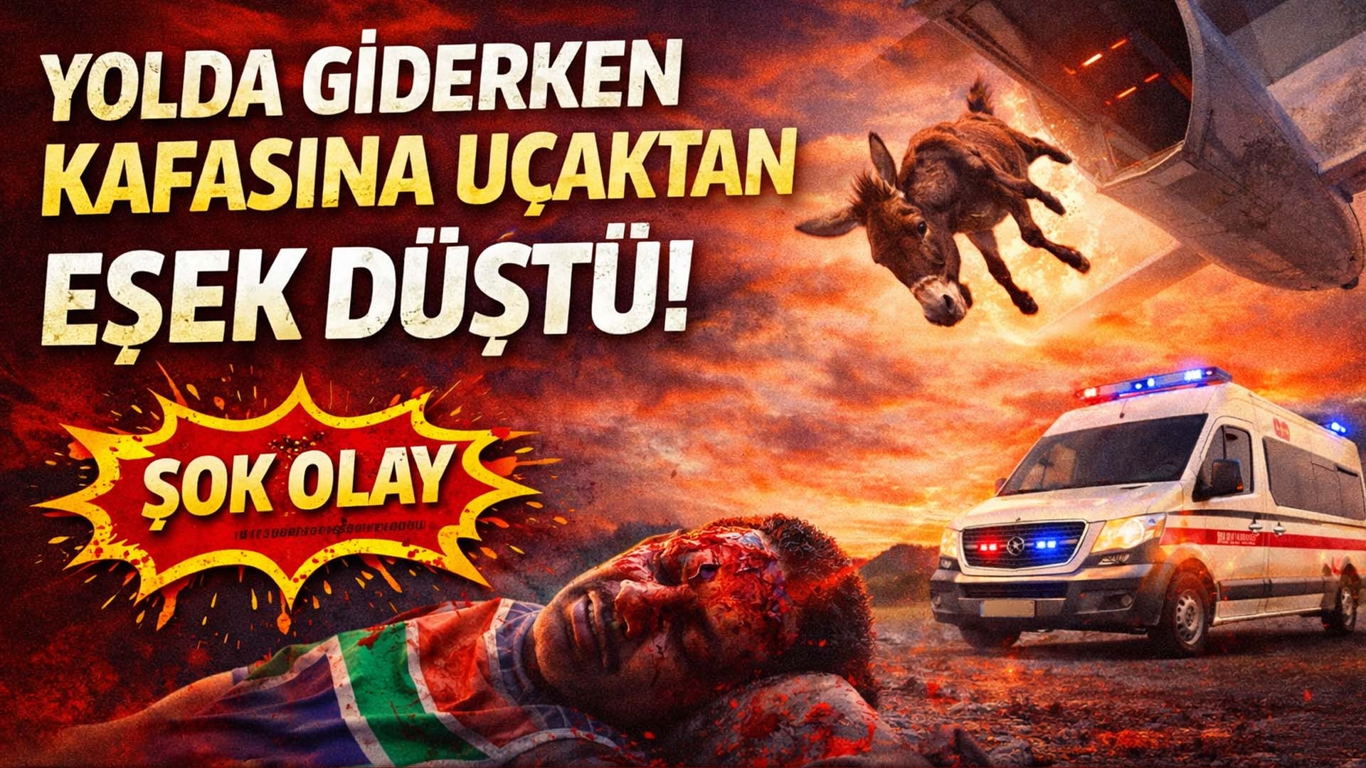 Yolda giderken kafasına u&ccedil;aktan eşek d&uuml;şt&uuml;!